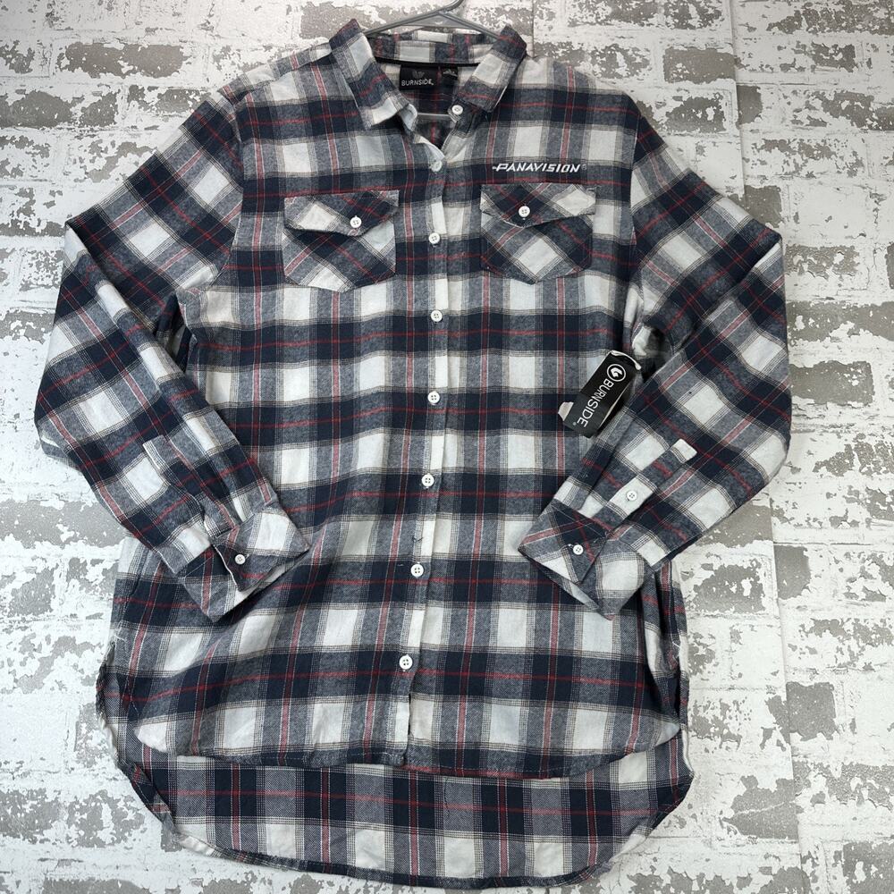 NWT Panavision Film Crew Burnside Flannel Shirt Mens L Plaid Embroidered Logo